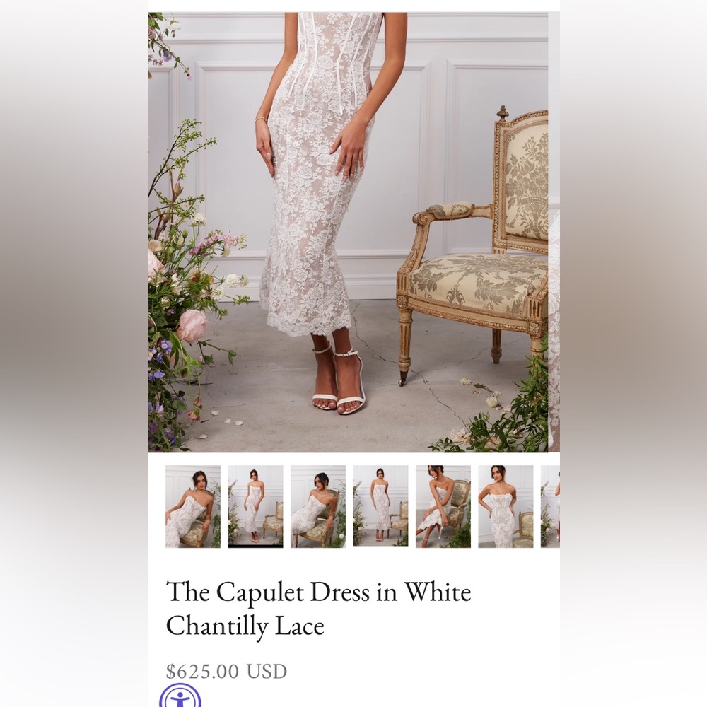 V. Chapman White Chantilly Lace Dress